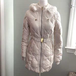 COPY - Bebe White Mid Coat with Hoodie